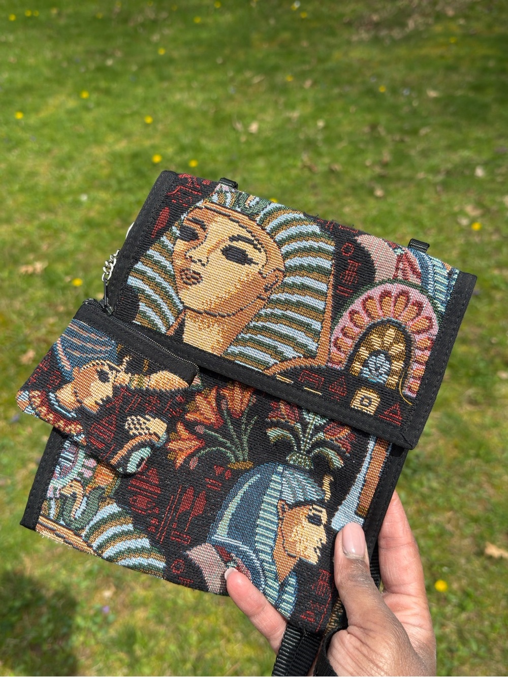 Egyptian Tapestry Crossbody Bag in Multicolor